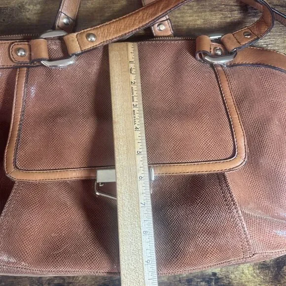 Vintage Makowsky Satchel Bag Brown Leather Large Handbag 16x9x7 Chic Style - Picture 14 of 16